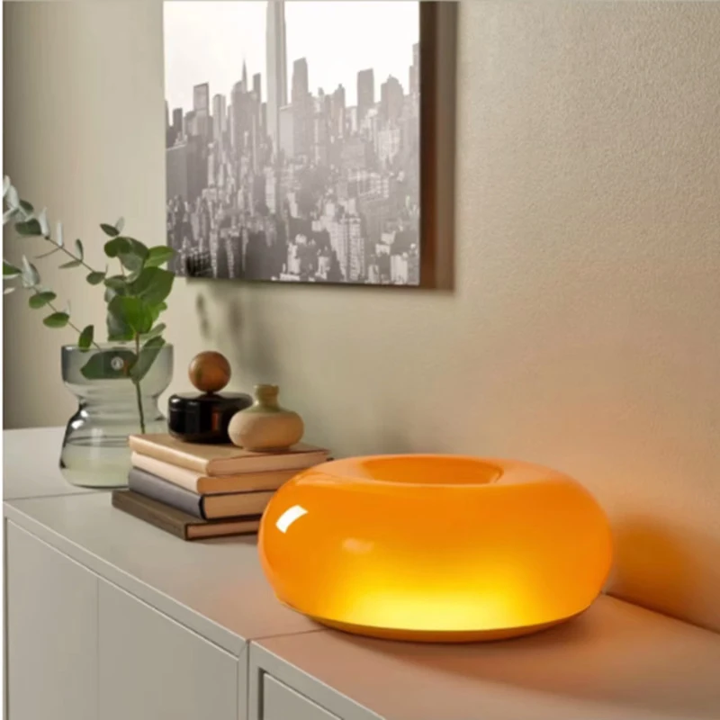 Glass Bed - Creative Cream Orange Living Room Bedside
